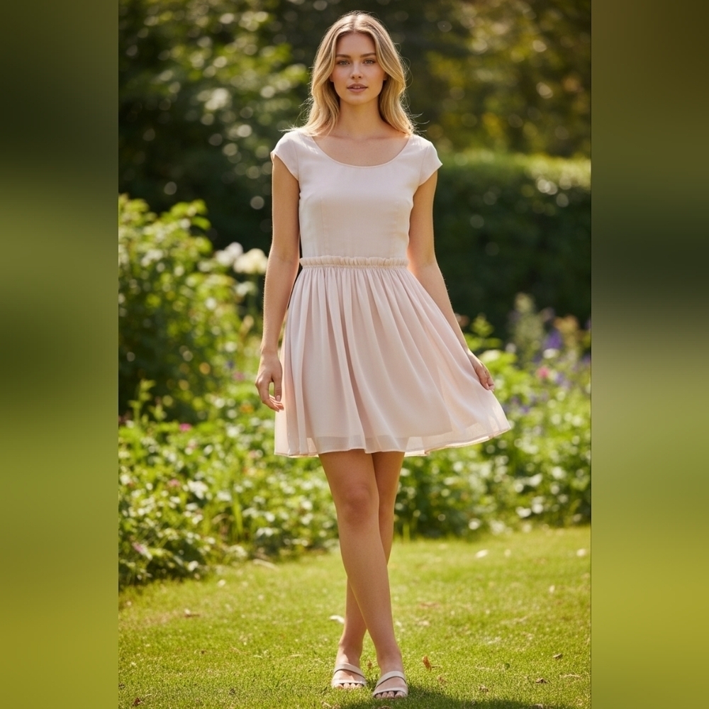 Talula Blush Pink Flowy Chiffon Mini Dress XS